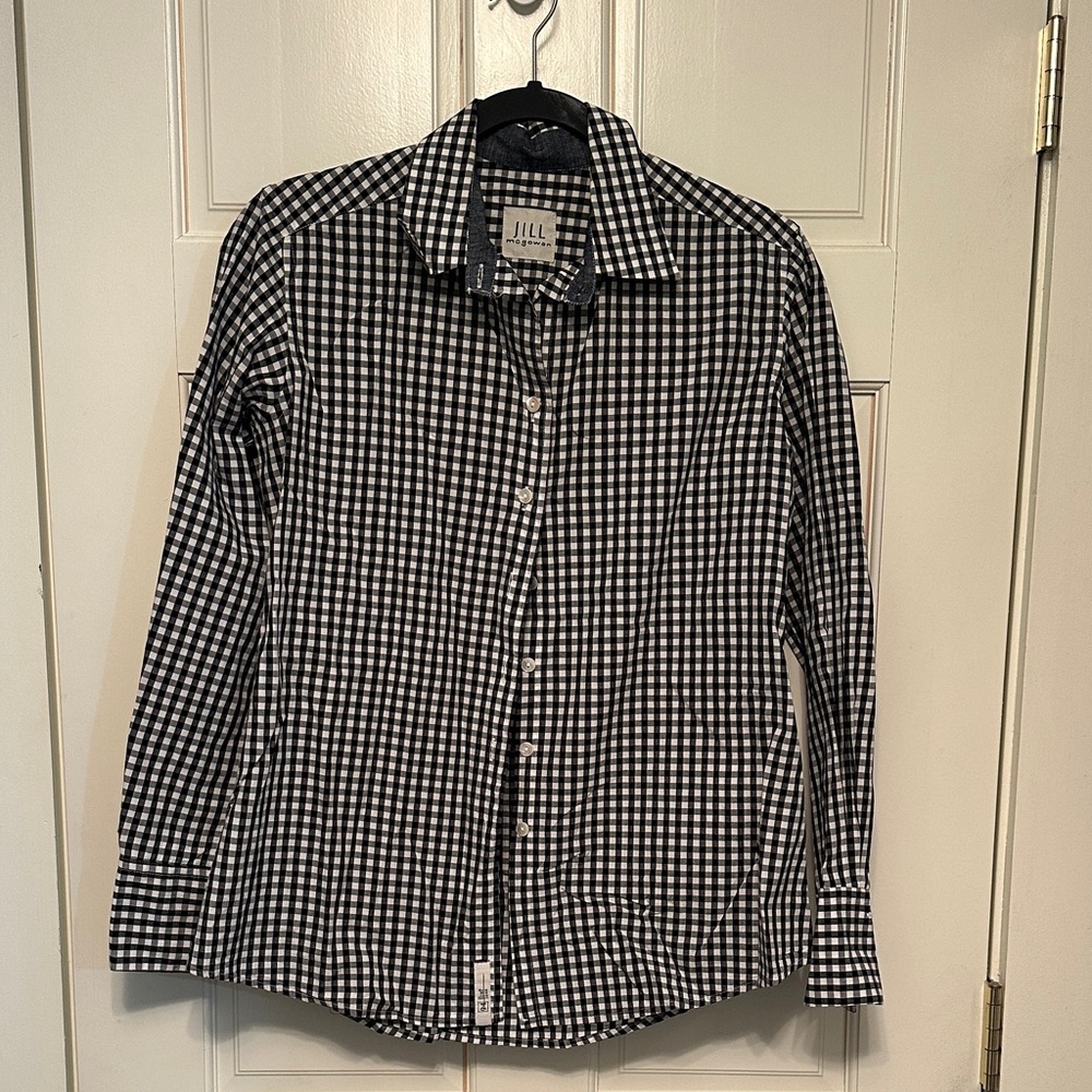 Jill Women's Gingham Button-Down Shirt - Black and White